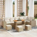 vidaXL Ensemble de canapé de jardin avec coussin 10 Pièces Beige  Crème