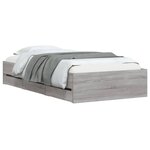 vidaXL Cadre de lit avec tiroirs sans matelas sonoma gris 90x190 cm