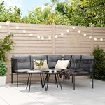 vidaXL Ensemble de canapés de jardin et coussins noir acier textilène