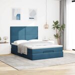 vidaXL Cadre de lit ottoman avec matelas bleu foncé 140x190 cm velours