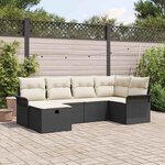 vidaXL Ensemble de canapé de jardin avec coussin 6 Pièces Noir et crème