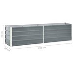 vidaXL Lit surélevé de jardin Acier galvanisé 240x40x45 cm Gris