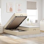 VidaXL Cadre de lit ottoman avec matelas crème 180x200 cm tissu