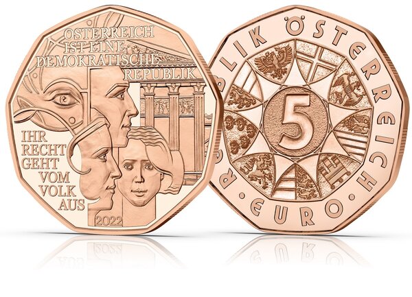 Pièce de monnaie 5 euro Autriche 2022 – Démocratie