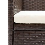 vidaXL Ensemble à dîner de jardin avec coussins 3 Pièces poly rotin brun
