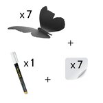 7 ardoises murales silhouette 3D noire modèle Papillon + 1 feutre-craie - Décoration murale ardoise décorative