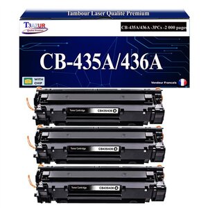 T3AZUR -3x Toners compatibles avec HP CB435A (35A) pour HP LaserJet P1005  P1006