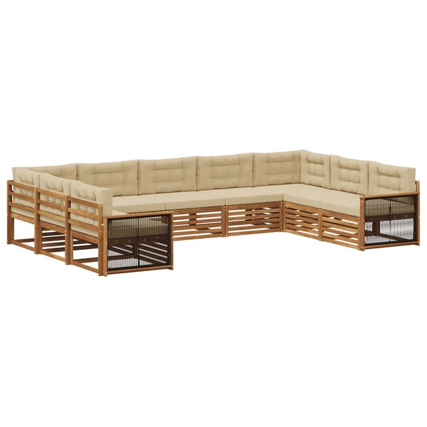 vidaXL Ensemble de canapés d'extérieur 9 Pièces Naturel et Beige