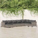 vidaXL Salon de jardin 8 Pièces avec coussins Gris Résine tressée
