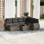 vidaXL Salon de jardin 8 Pièces avec coussins gris résine tressée