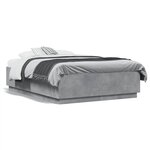 vidaXL Cadre de lit avec LED sans matelas gris béton 120x190 cm