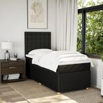 vidaXL Sommier à lattes de lit avec matelas Noir 90x190 cm Tissu
