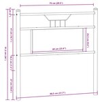 vidaXL Tête de lit chêne fumé 75 cm bois d'ingénierie et acier
