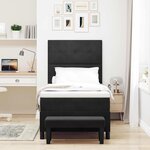 vidaXL Lit Box Spring avec Matelas & Banc Noir 80x200 cm Velours