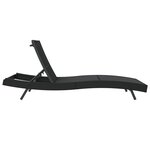vidaXL Chaise longue noire en poly rattan et Textilène