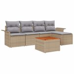 vidaXL Ensemble de canapé de jardin 6 Pièces Beige Poly rotin