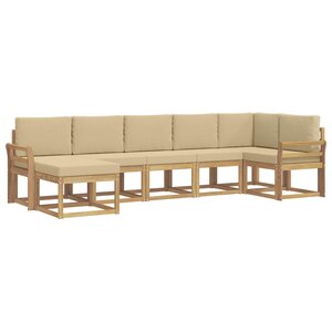 vidaXL Ensemble de canapés d'extérieur 7 pc Blanc et Beige Polyester
