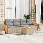 vidaXL Salon de jardin avec coussins 5 Pièces beige résine tressée