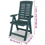 vidaXL Chaises inclinables de jardin 4 Pièces Plastique Vert