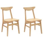vidaXL Chaises de salle à manger 2 Pièces Naturel 42 x 47.5 x 81 cm
