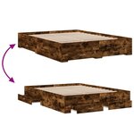 vidaXL Cadre de lit avec tiroirs sans matelas chêne fumé 150x200 cm
