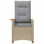 vidaXL Chaise inclinable avec plateau à thé 62 x 64 x 112 cm polyrotin