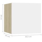 vidaXL Tables de chevet 2Pièces Blanc chêne sonoma 30 5x30x30cm Aggloméré