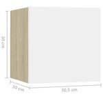 vidaXL Tables de chevet 2 Pièces Blanc et chêne sonoma Bois d'ingénierie