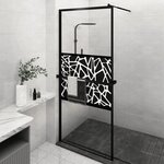 vidaXL Paroi de douche avec étagère Noir 90x195 cm Verre ESG&Aluminium