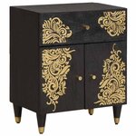 vidaXL Cabinet de chevet avec porte avec tiroir Noir 50 x 33 x 60 cm