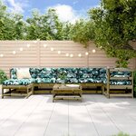 vidaXL Salon de jardin 8 Pièces avec coussins bois de pin imprégné