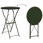 vidaXL Table bistrot Vert foncé Ø 50 x 71 cm Acier revêtu de poudre