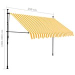 vidaXL Auvent manuel rétractable avec LED 250 cm Blanc et orange