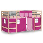 vidaXL Lit mezzanine enfants avec rideaux sans matelas rose 80x200cm