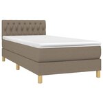vidaXL Sommier à lattes de lit avec matelas LED Taupe 90x200 cm Tissu