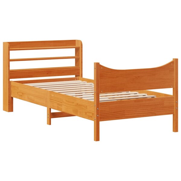 vidaXL Cadre de lit avec tête de lit cire marron 90x190 cm bois de pin
