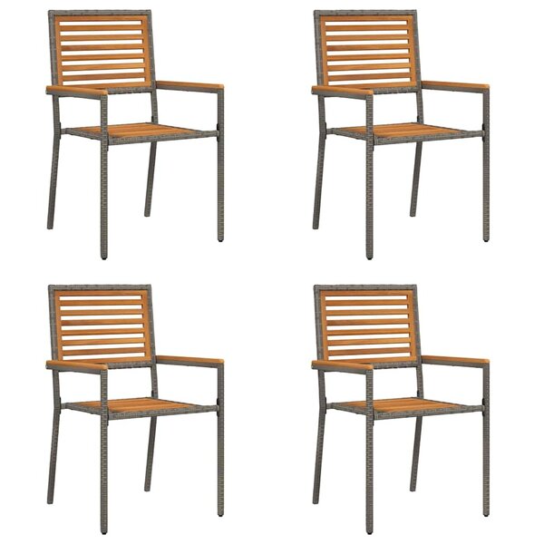vidaXL Chaises de Jardin 4 Pièces Gris  Marron