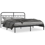 vidaXL Cadre de lit métal sans matelas avec tête de lit noir 183x213cm