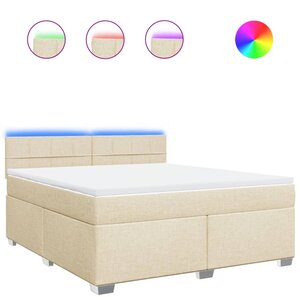vidaXL Sommier à lattes de lit avec matelas Crème 180x200 cm Tissu