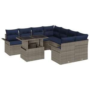 vidaXL Ensemble de canapé de jardin 9 pc Gris