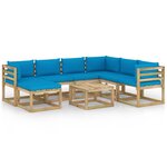 vidaXL Salon de jardin 8 Pièces avec coussins bois de pin imprégné