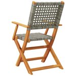 vidaXL Chaises de jardin pliantes lot de 4 gris poly rotin bois massif