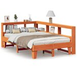 vidaXL Lit bibliothèque sans matelas cire marron 120x200 cm pin massif