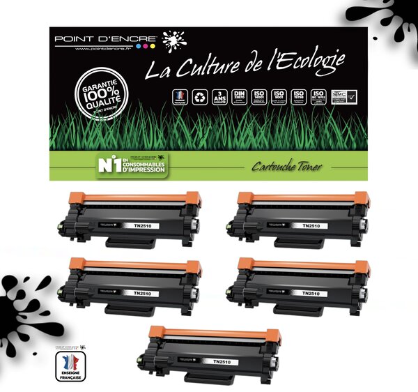 TN2510XL - 5 X NOIR - Grande capacité