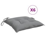vidaXL Coussins de chaise lot de 6 gris 50x50x7 cm tissu oxford