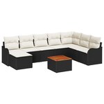vidaXL Ensemble de Canapés de Jardin 9 Pièces Noir  blanc Grand