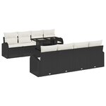 vidaXL Ensemble de canapé de jardin avec coussin 7 Pièces Noir Poly rotin