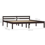 vidaXL Cadre de lit Marron foncé Bois de pin massif 180x200 cm