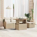 vidaXL Ensemble de canapé de jardin 6 Pièces Beige polyrotin