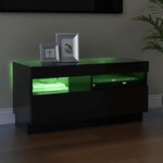 vidaXL Meuble TV avec lumières LED noir brillant 80x35x40 cm